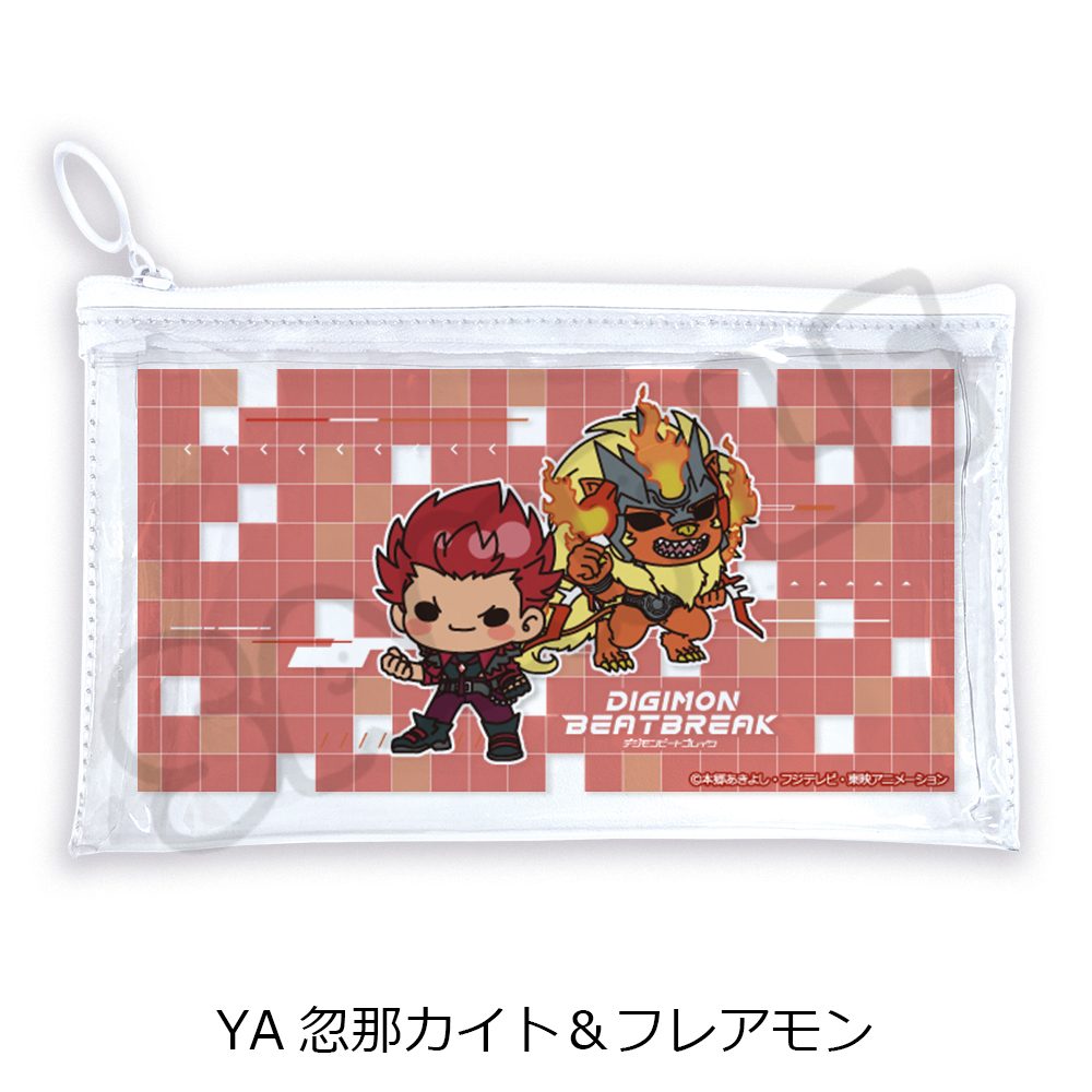 DIGIMON BEATBREAK 第3弾 フラットクリアポーチ YA 忽那カイト&フレアモン ("DIGIMON BEATBREAK" Vol. 3 Flat Clear Pouch YA Kutsuna Kaito & Flaremon)