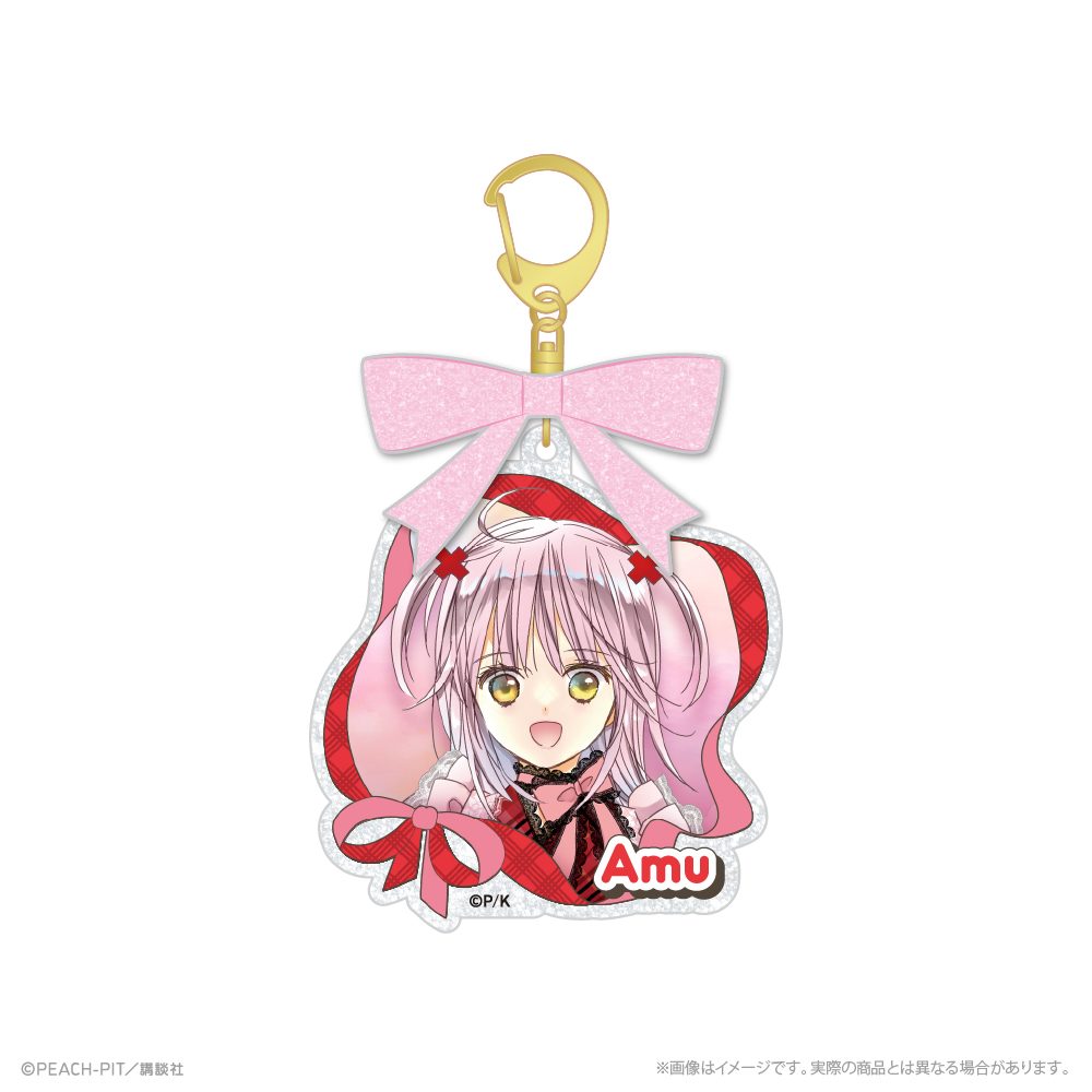しゅごキャラ! リボン付きアクリルキーホルダー 日奈森あむ 花なり花やしき ("Shugo Chara!" Acrylic Key Chain with Ribbon Hinamori Amu Hananari Hanayashiki)