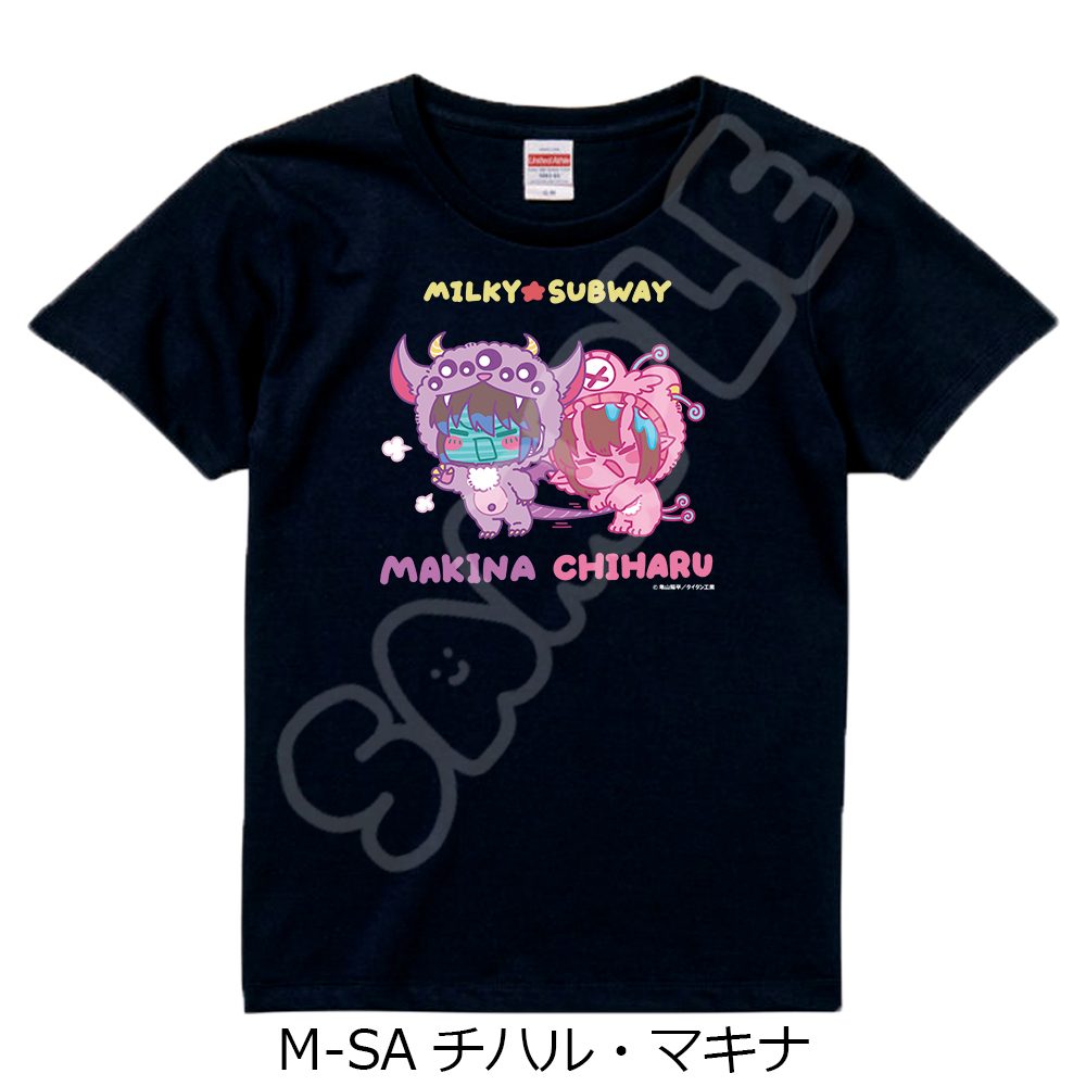 銀河特急 ミルキー☆サブウェイ Tシャツ(mochocho第2弾) M-SA チハル・マキナ ブラック Lサイズ ("MILKY SUBWAY THE GALACTIC LIMITED EXPRESS" T-shirt (mochocho Vol. 2) M-SA Chiharu & Makina Black (L Size))