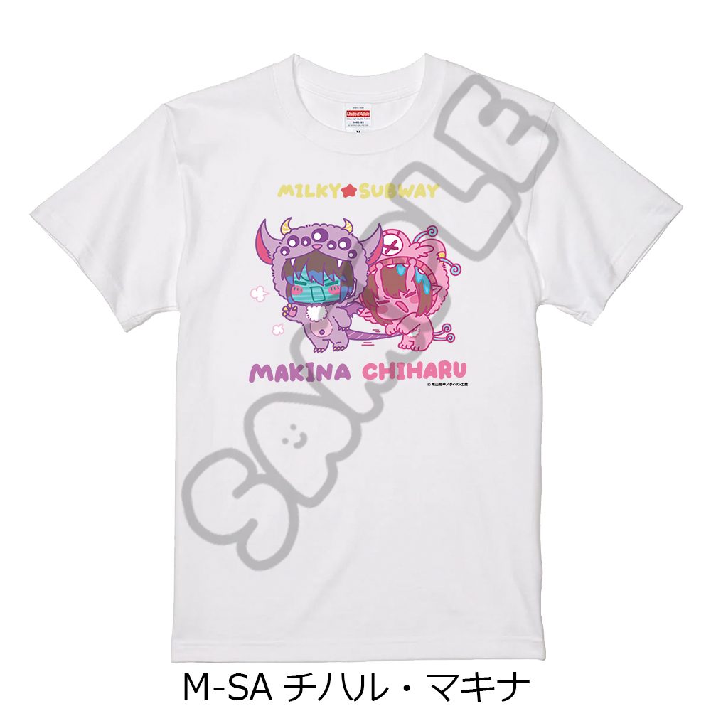 銀河特急 ミルキー☆サブウェイ Tシャツ(mochocho第2弾) M-SA チハル・マキナ ホワイト XLサイズ ("MILKY SUBWAY THE GALACTIC LIMITED EXPRESS" T-shirt (mochocho Vol. 2) M-SA Chiharu & Makina White (XL Size))