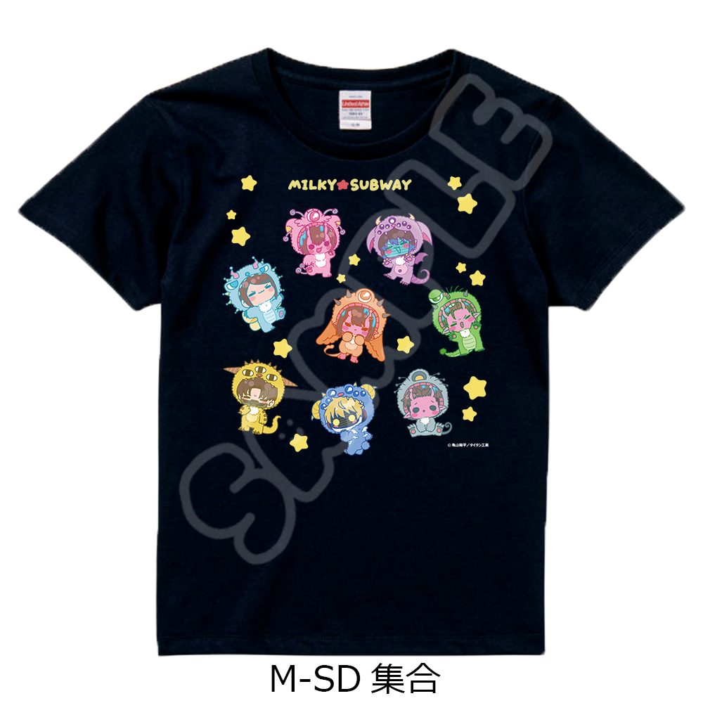 銀河特急 ミルキー☆サブウェイ Tシャツ(mochocho第2弾) M-SD 集合 ブラック Sサイズ ("MILKY SUBWAY THE GALACTIC LIMITED EXPRESS" T-shirt (mochocho Vol. 2) M-SD Group Black (S Size))