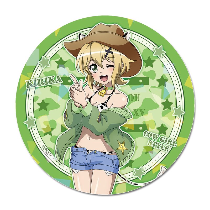 戦姫絶唱シンフォギアXV 描き下ろし キラキラBIG缶バッジ 暁切歌 カウガールVer. ("Senki Zessho Symphogear XV" Original Illustration Kirakira Big Can Badge Akatsuki Kirika Cowgirl Ver.)
