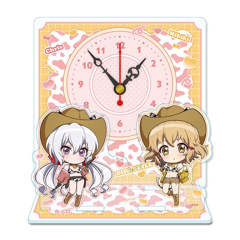 戦姫絶唱シンフォギアXV ぷちちょこミニアクリル置時計 立花響&雪音クリス カウガールVer. ("Senki Zessho Symphogear XV" Puchichoko Mini Acrylic Clock Tachibana Hibiki & Yukine Chris Cowgirl Ver.)