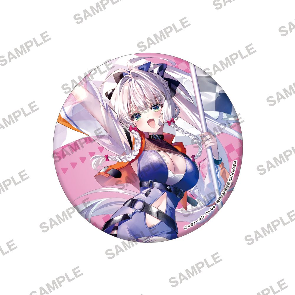 モブ司祭だけど、この世界が乙女ゲームだと気づいたのでヒロインを育成します ビッグホログラム缶バッジ レイナ レースクイーンVer. ("Mob Shisai dakedo, Kono Sekai ga Otome Game da to Kizuita node Heroine o Ikusei Shimasu" Big Hologram Can Badge Reina Race Queen Ver.)
