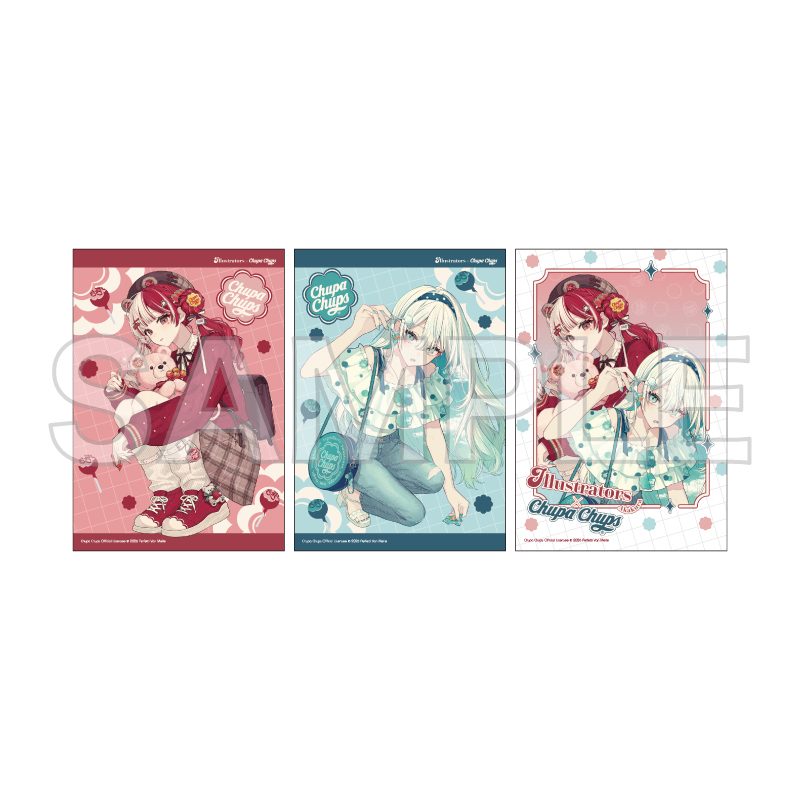 L版ブロマイド3枚セット 複数イラストレーター×チュッパチャプス 01 赤倉(コラボイラスト) (L Size Bromide 3 Set Illustrators x Chupa Chups 01 Akakura (Collaboration Illustration))