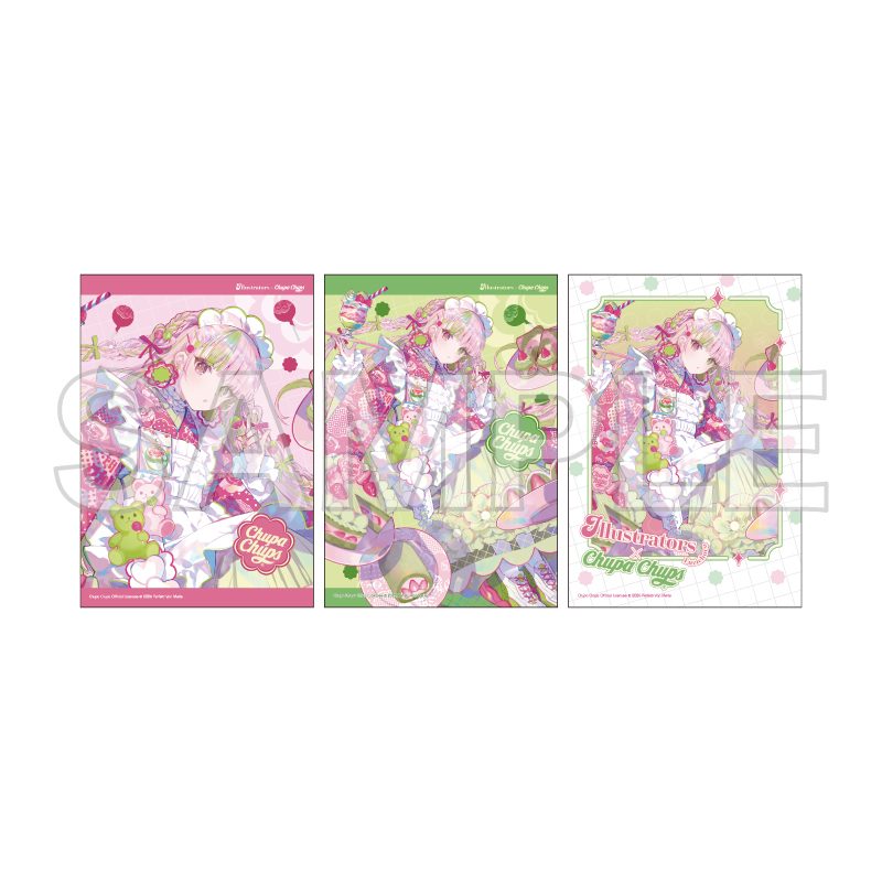 L版ブロマイド3枚セット 複数イラストレーター×チュッパチャプス 03 藤ちょこ(コラボイラスト) (L Size Bromide 3 Set Illustrators x Chupa Chups 03 Fuzichoco (Collaboration Illustration))