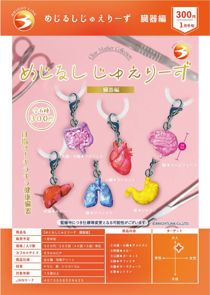 300円カプセル めじるしじゅえりーず 臓器編 (Mark Jewelry Organ Ver.)
