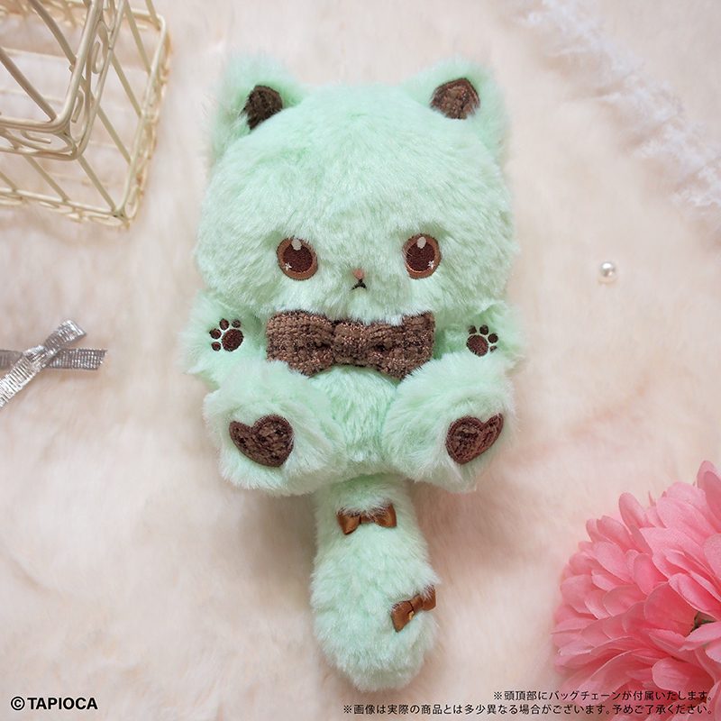タピオカ オリジナル たぴにゃんこ ツイードリボンVer. ミント (Tapioca Original Tapi-nyanko Plush Tweed Ribbon Ver. Mint)