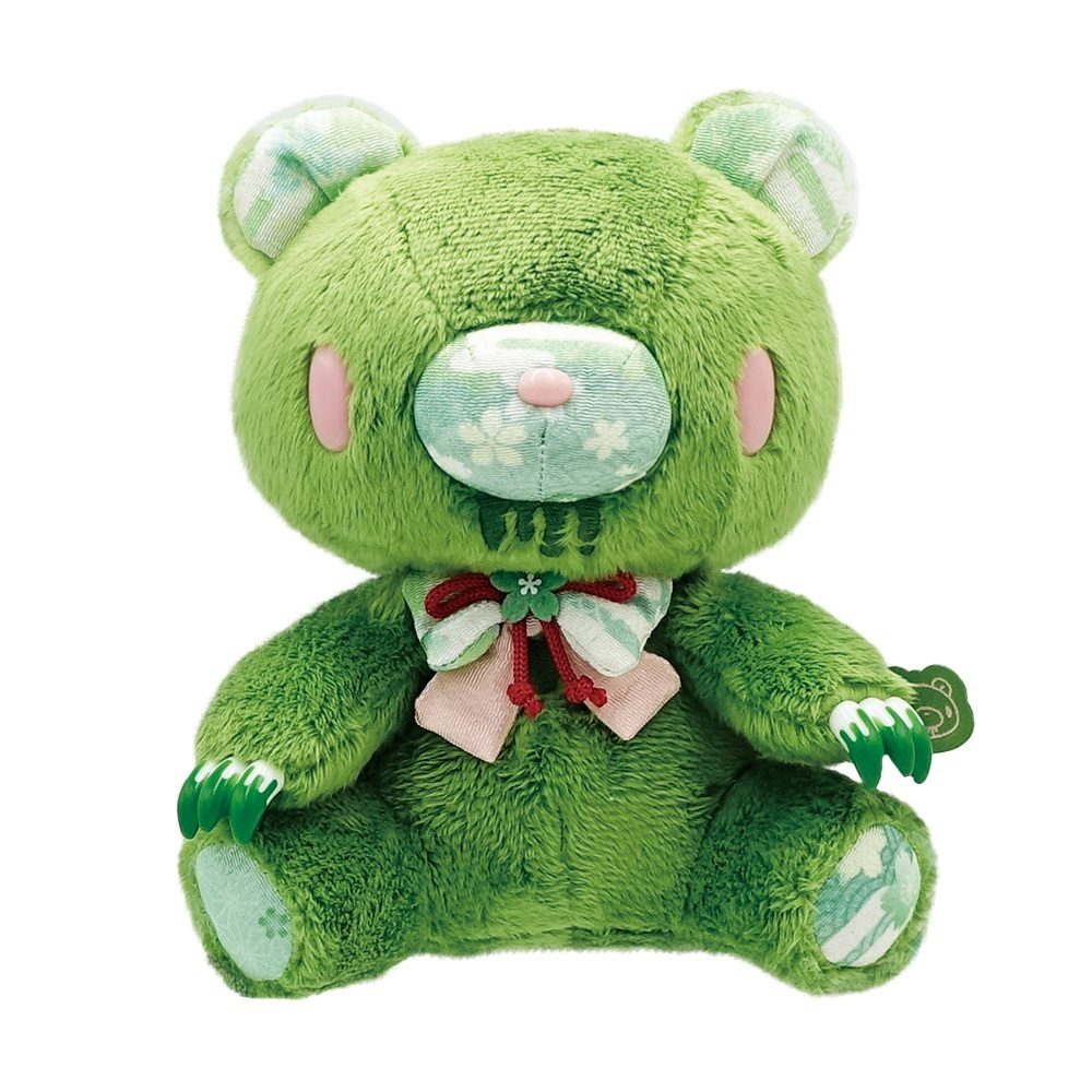グルーミー 手乗り鎮座ぬいぐるみ 和柄 抹茶GREEN 8203-611 ("GLOOMY The Naughty Grizzly" Tenori Enshrinement Plush Japanese Pattern Matcha Green 8203-611)
