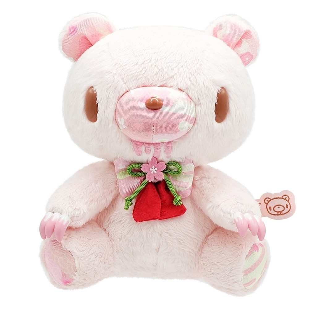 グルーミー 手乗り鎮座ぬいぐるみ 和柄 桜PINK 8203-610 ("GLOOMY The Naughty Grizzly" Tenori Enshrinement Plush Japanese Pattern Cherry Blossoms Pink 8203-610)