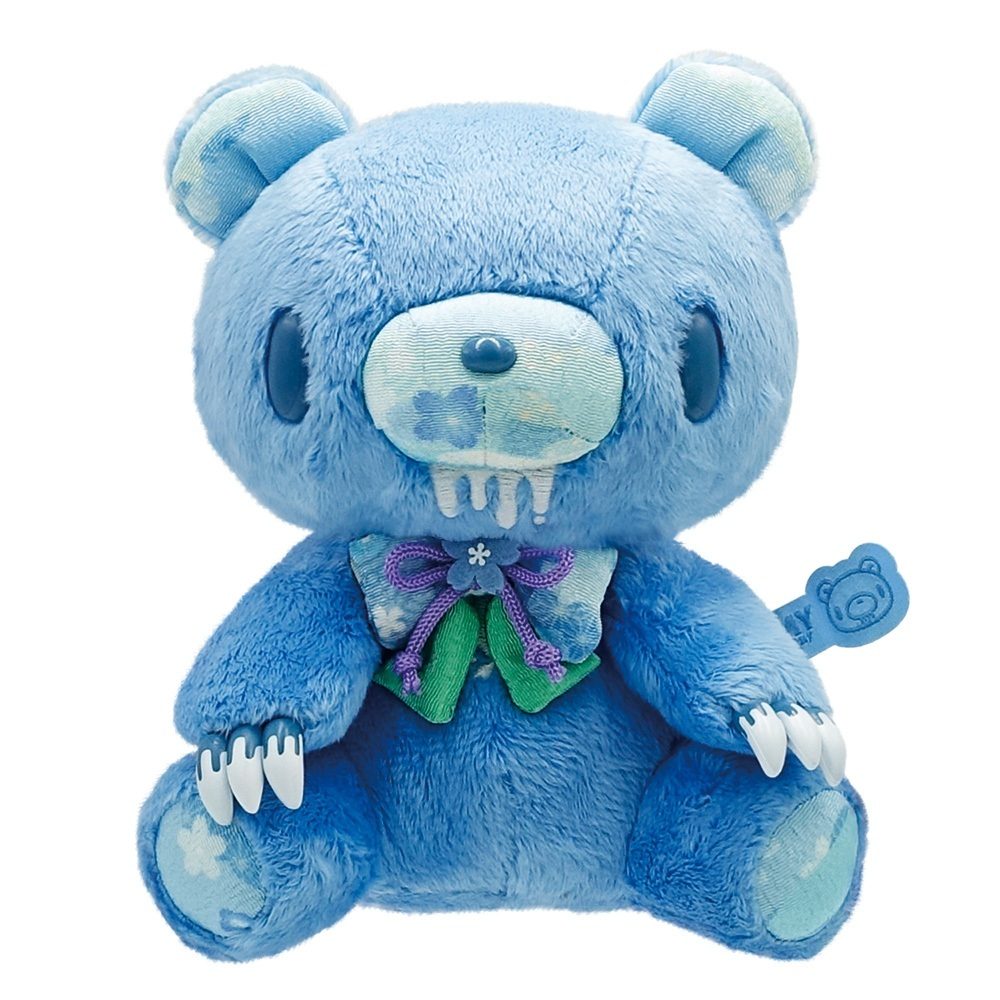 グルーミー 手乗り鎮座ぬいぐるみ 和柄 紫陽花BLUE 8203-612 ("GLOOMY The Naughty Grizzly" Tenori Enshrinement Plush Japanese Pattern Hydrangea Blue 8203-612)