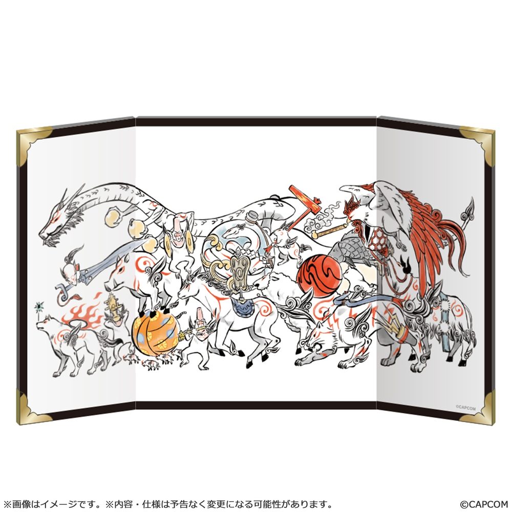 大神 20周年記念 復刻アート企画 ミニ屏風 筆神大行進 -大神 10周年より- ("Okami" 20th Anniversary Reprint Art Project Mini Folding Screen Celestial Brush Gods March -From the 10th Anniversary of Okami-)