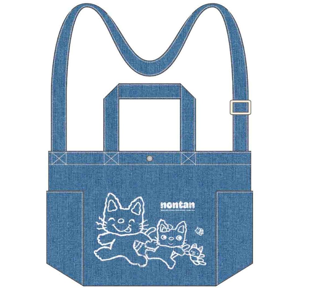 ノンタン デニムショルダーバッグ(掠れプリント) いもうといいな ("Nontan" Denim Shoulder Bag (Faint Print) Imouto Iina)