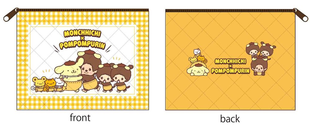 MONCHHICHI×POMPOMPURIN キルティングポーチ むぎゅっと (Monchhichi x Pom Pom Purin Quilting Pouch Mugyutto)
