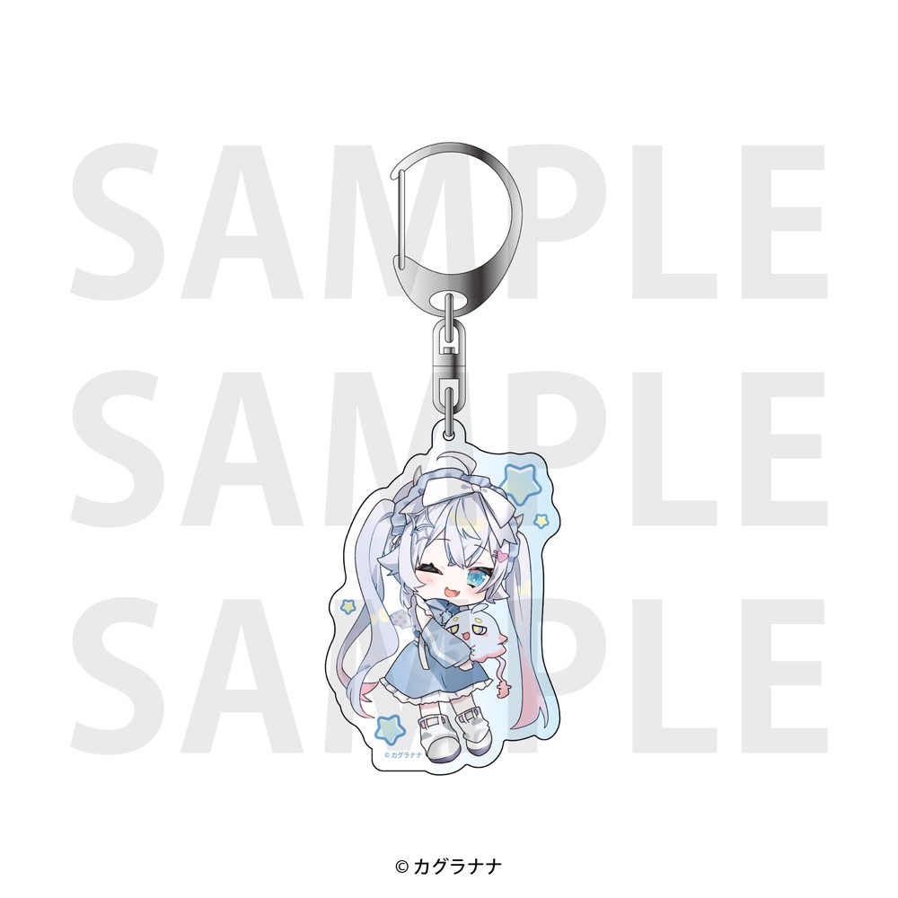カグラナナ×E-DINER コラボカフェ ホログラムアクリルキーホルダー ミニキャラA (Kagura Nana x E-DINER Collaboration Cafe Hologram Acrylic Key Chain Mini Character A)