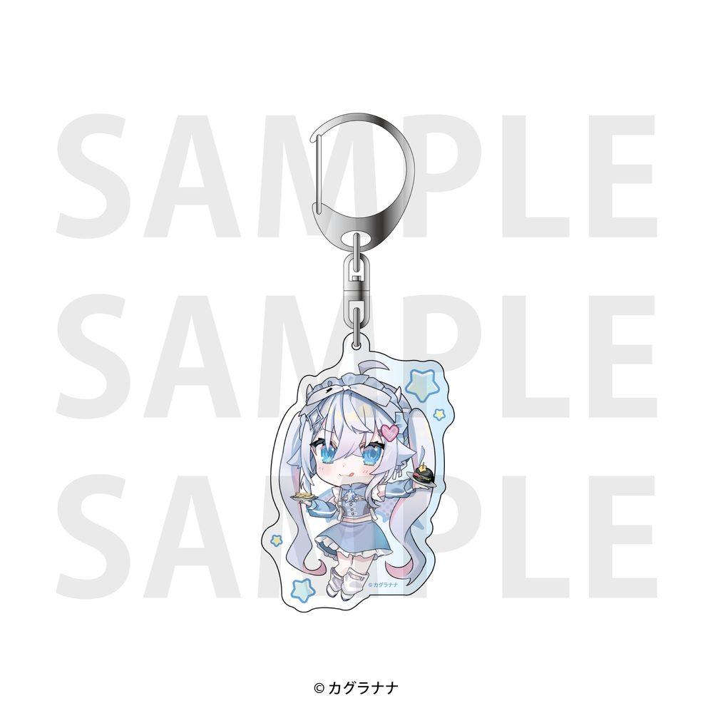 カグラナナ×E-DINER コラボカフェ ホログラムアクリルキーホルダー ミニキャラB (Kagura Nana x E-DINER Collaboration Cafe Hologram Acrylic Key Chain Mini Character B)