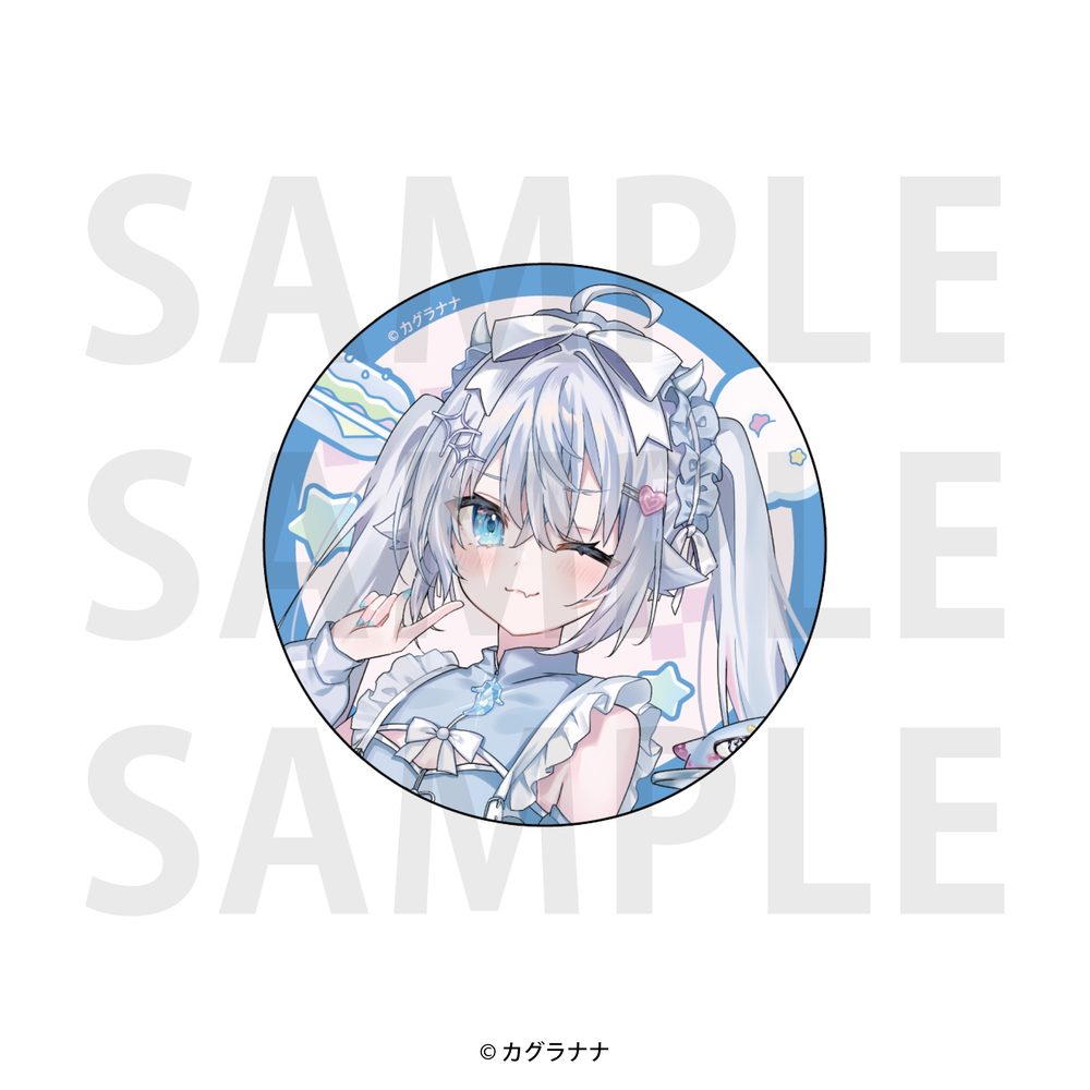 カグラナナ×E-DINER コラボカフェ メタリック缶バッジ 等身 (Kagura Nana x E-DINER Collaboration Cafe Metallic Can Badge Life Size)