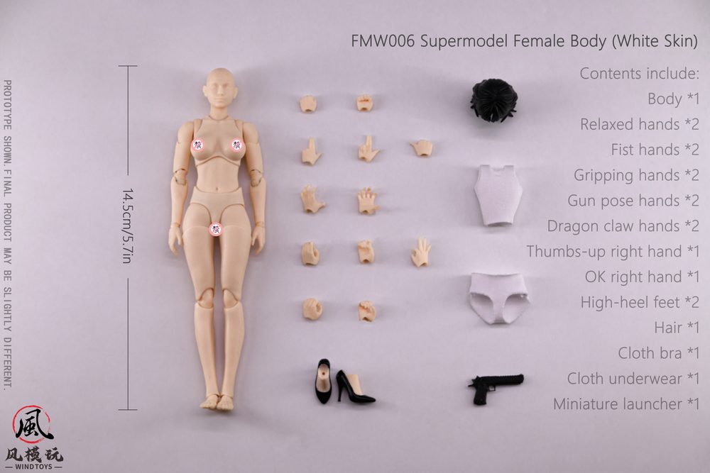 WIND TOYS 1/12スケール 可動フィギュア スーパーモデル女性素体 FMW006 ホワイト (WIND TOYS 1/12 SUPER MODEL ACTION FEMALE BODY FMW006 WHITE SKIN)