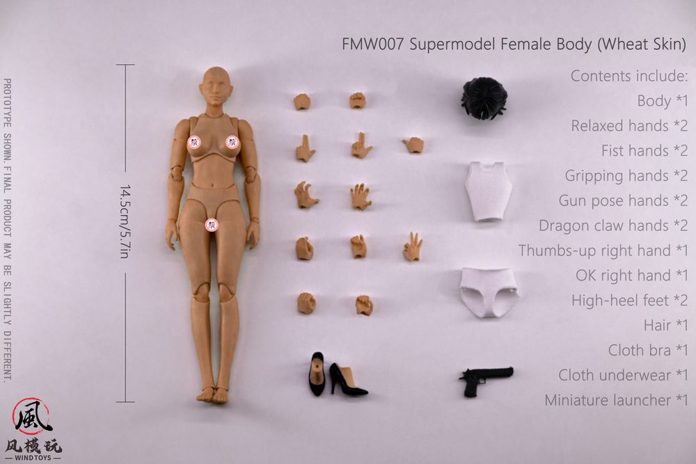 WIND TOYS 1/12スケール 可動フィギュア スーパーモデル女性素体 FMW007 小麦色 (WIND TOYS 1/12 SUPER MODEL ACTION FEMALE BODY FMW007 WHEAT SKIN)