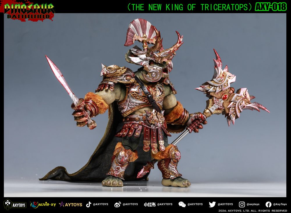 AXYTOYS ダイナソー・バトルフィールドシリーズ トリケラトプス AXY-018(新国王) 1/9スケール 可動フィギュア 豪華版 (AXYTOYS DINOSAUR BATTLEFIELD SERIES TRICERATOPS AXY-018 (THE NEW KING) 1/9 SCLAE ACTION FIGURE DELUXE EDITION)
