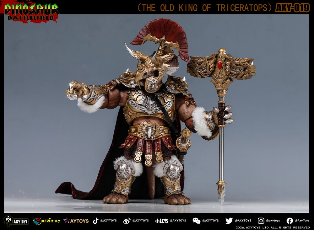 AXYTOYS ダイナソー・バトルフィールドシリーズ トリケラトプス AXY-019(旧国王) 1/9スケール 可動フィギュア 豪華版 (AXYTOYS DINOSAUR BATTLEFIELD SERIES TRICERATOPS AXY-019 (THE OLD KING) 1/9 SCLAE ACTION FIGURE DELUXE EDITION)