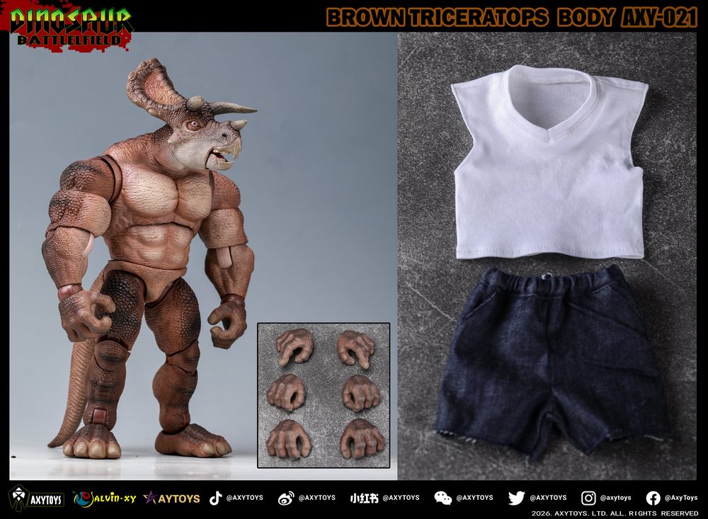 AXYTOYS ダイナソー・バトルフィールドシリーズ トリケラトプス AXY-021(旧国王) 1/9スケール 可動フィギュア スタンダード版 (AXYTOYS DINOSAUR BATTLEFIELD SERIES TRICERATOPS AXY-021 (THE OLD KING) 1/9 SCLAE ACTION FIGURE STANDARD EDITION)