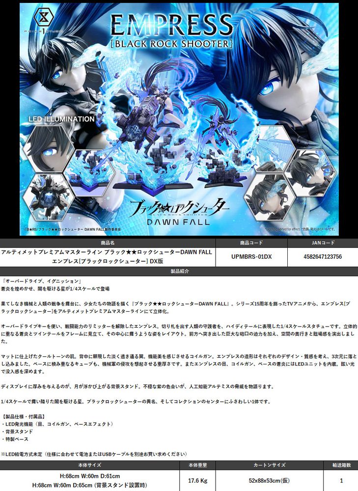 アルティメットプレミアムマスターライン ブラック★★ロックシューター DAWN FALL エンプレス[ブラックロックシューター] DX版 (Ultimate Premium Masterline "Black Rock Shooter DAWN FALL" Empress (Black Rock Shooter) DX Edition)