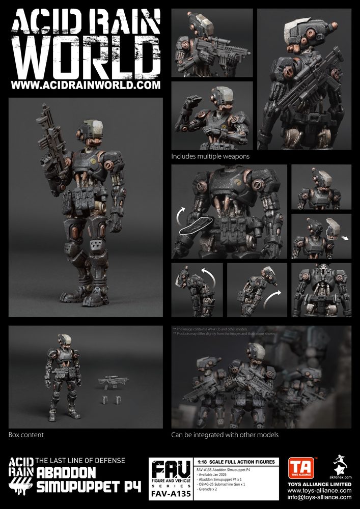 TOYS ALLIANCE LIMITED アシッドレイン 1/18スケール FAV-A135 アバドン シミュパペットP4 (TOYS ALLIANCE LIMITED "ACID RAIN" 1/18 SCALE FAV-A135 ABADDON SIMUPUPPET P4)