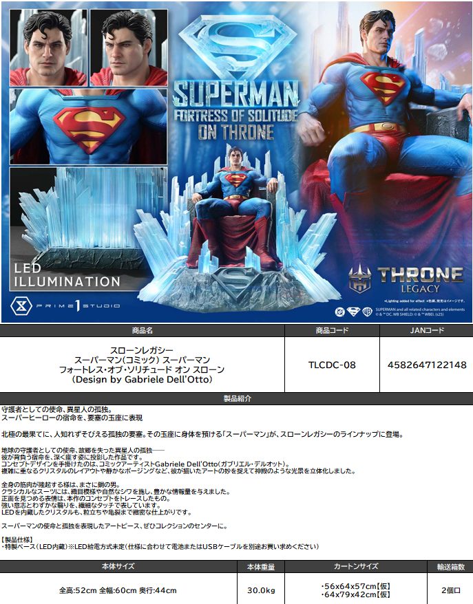 スローンレガシー スーパーマン(コミック) スーパーマン フォートレス・オブ・ソリチュード オン スローン (Design by Gabriele Dell'Otto) (Throne Legacy "Superman (Comics)" Superman Fortress of Solitude on Throne (Design by Gabriele Dell'Otto))