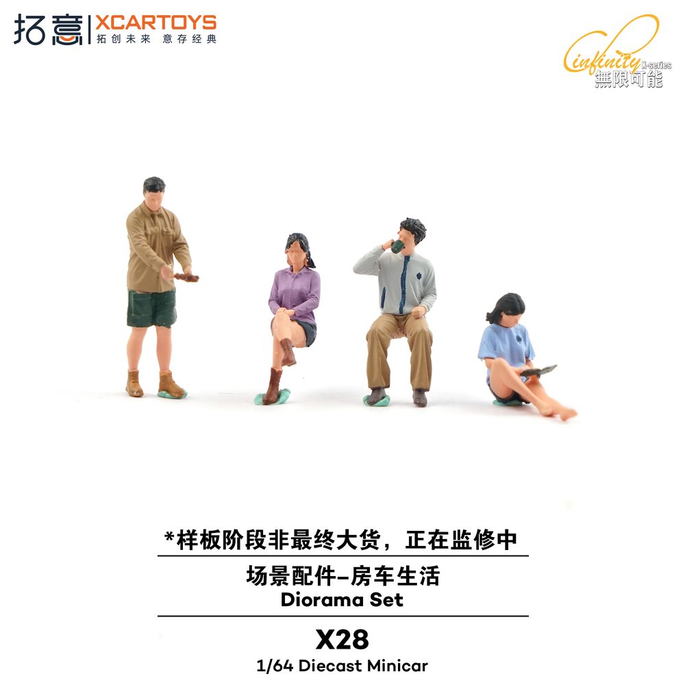 1/64 X28 ジオラマアクセサリーセット - アウトドアライフフィギュアセット(4体入り) (1/64 X28 Civilians Set (4 figures))