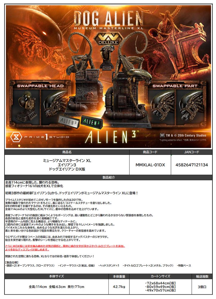 ミュージアムマスターライン XL エイリアン3 ドッグエイリアン DX版 (Museum Masterline XL "Alien 3" Dog Alien DX Edition)