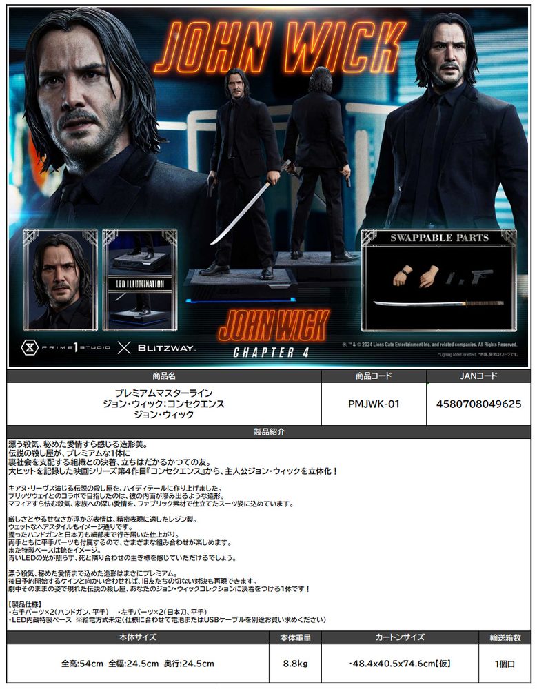 プレミアムマスターライン ジョン・ウィック:コンセクエンス ジョン・ウィック (Premium Masterline "John Wick: Chapter 4" John Wick)