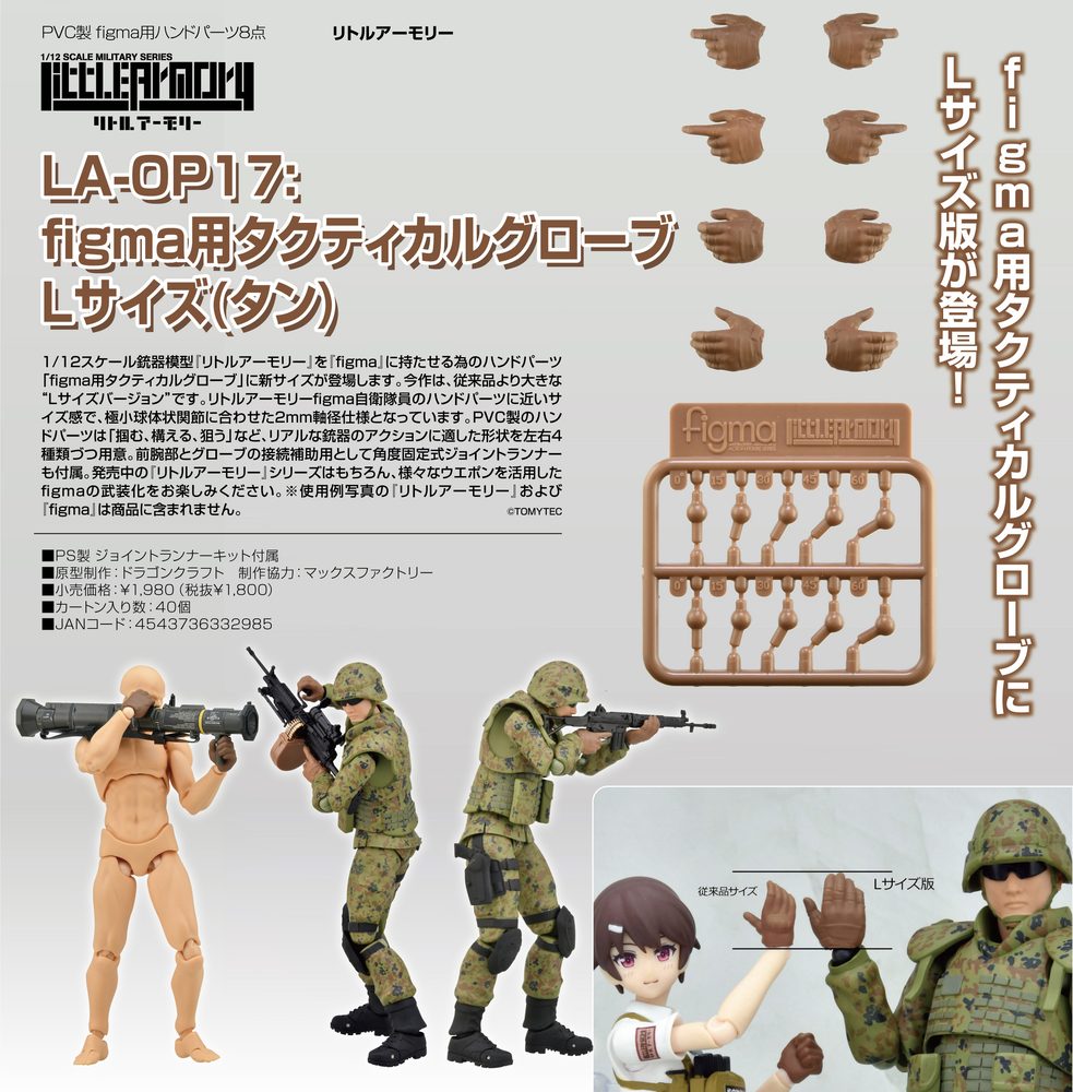 LittleArmory LA-OP17:figma用 タクティカルグローブLサイズ(タン) (LittleArmory LA-OP17: figma Tactical Gloves L Size (Tan))