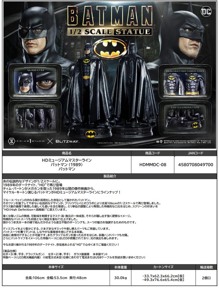 HDミュージアムマスターライン バットマン(1989) バットマン (HD Museum Masterline "Batman (1989)" Batman)