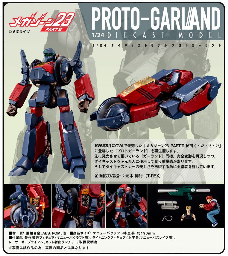 メガゾーン23 PART II 1/24スケール ダイキャストモデル プロトガーランド ("Megazone 23 Part II" 1/24 Scale DIECAST MODEL PROTO-GARLAND)